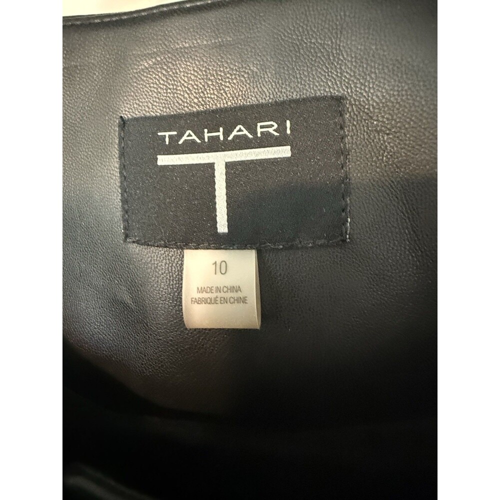 Elie Tahari Aliza Faux Leather Jacket Belted 4 Pocket Women's Size 10 - Picture 3 of 12